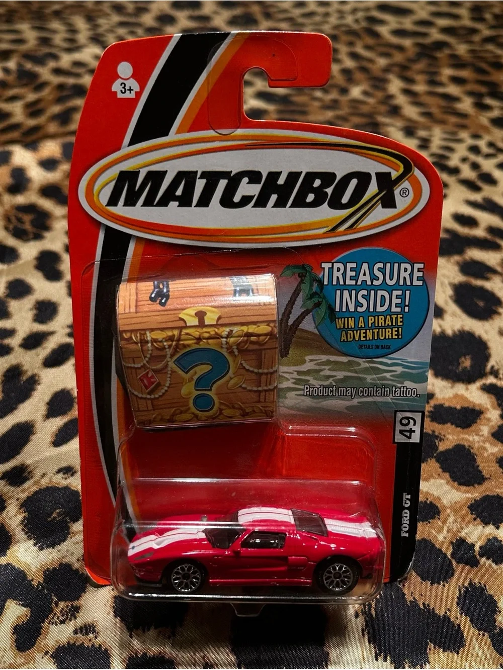 Sealed 2005 Matchbox #49 Ford GT Red White Racing Stripes Treasure Inside